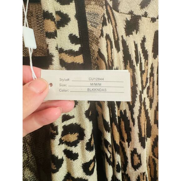 NWT Cupio Leopard Print Open Front Drape Soft Knit Cardigan Sweater Womens M - Picture 7 of 10